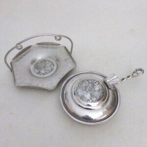 VINTAGE CROMWELL ALUMINUM HAND WROUGHT FRUIT FLOWERS PATTERN DISH BUTLER SET